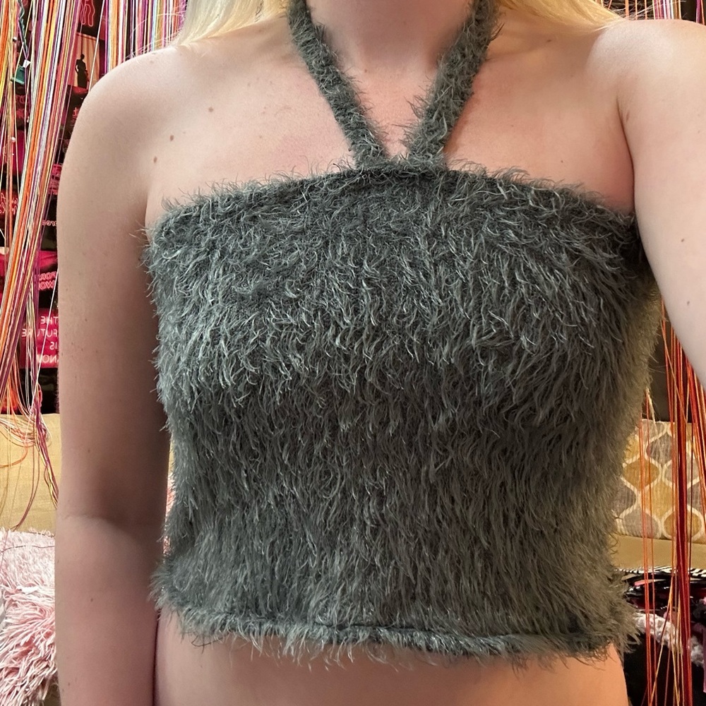 Fuzzy Grey Top
